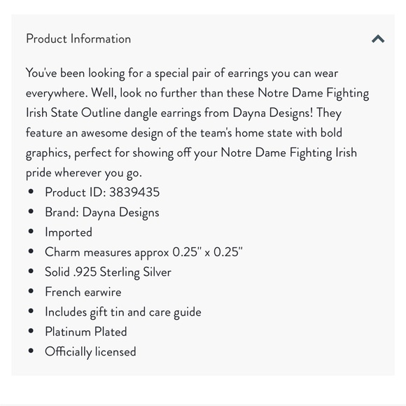 Notre Dame Fighting Irish sterling silver earrings - Picture 2 of 3